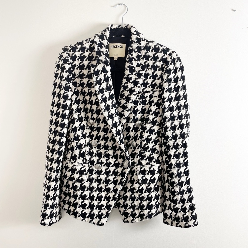 L’AGENCE Kenzie Houndstooth Blazer Jacket - Picture 5 of 8